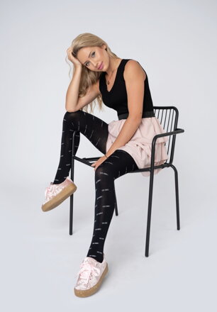 Najlonke s uzorkom i svjetlucavim natpisom YES GIRL 120 DEN Knittex