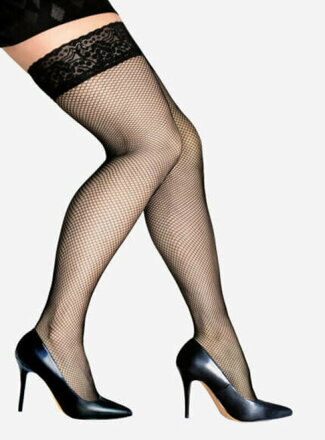 Mrežaste samostojeće najlonke plus size ROYAL PLUS Lores